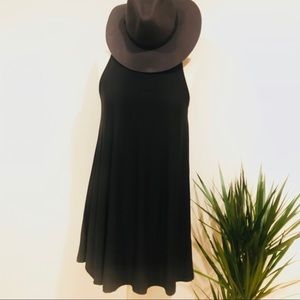 Mock Turtleneck Black Polyester Mini Dress